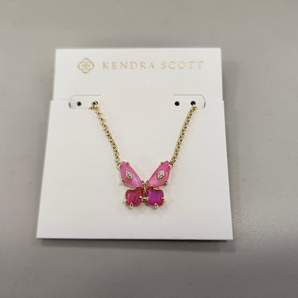 NWT Kendra Scott Gold-Tone Bianca Butterfly Pendant in Pink Mix